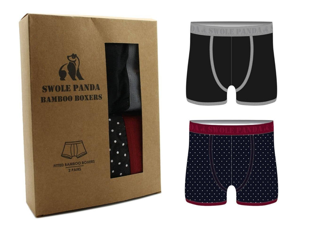 Bamboo Boxer Twin Pack - Grey / Black & White Spot