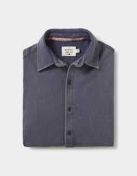 Puremeso Acid Wash Button Up Shirt-Navy