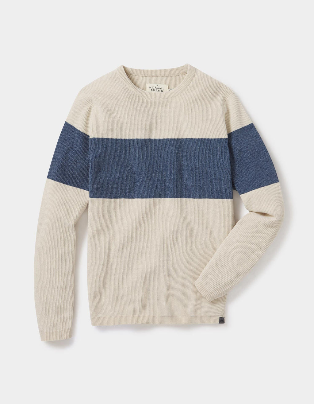 Chenille Stripe Crew Sweater in Ivory