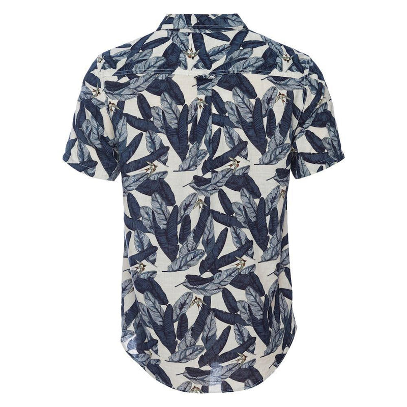 Truman Button Collar Leaf Print