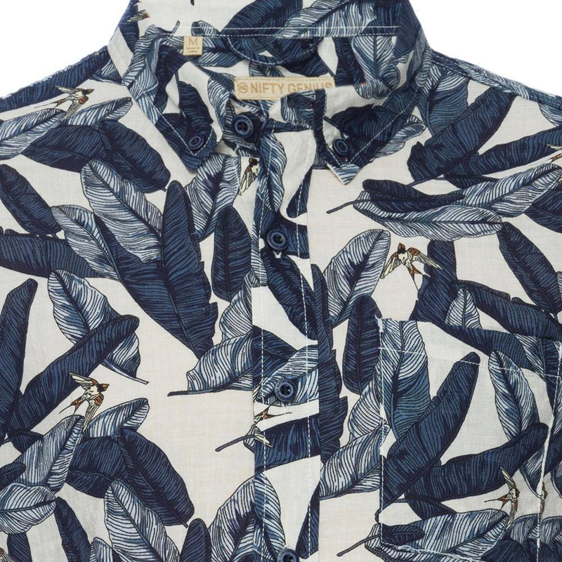Truman Button Collar Leaf Print
