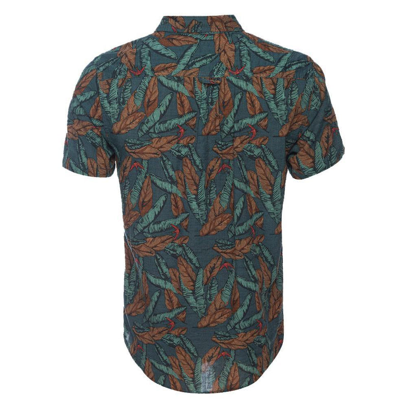 Truman Button Collar Leaf Print