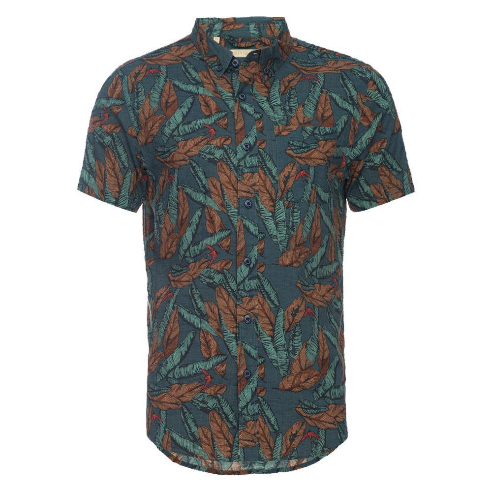 Truman Button Collar Leaf Print