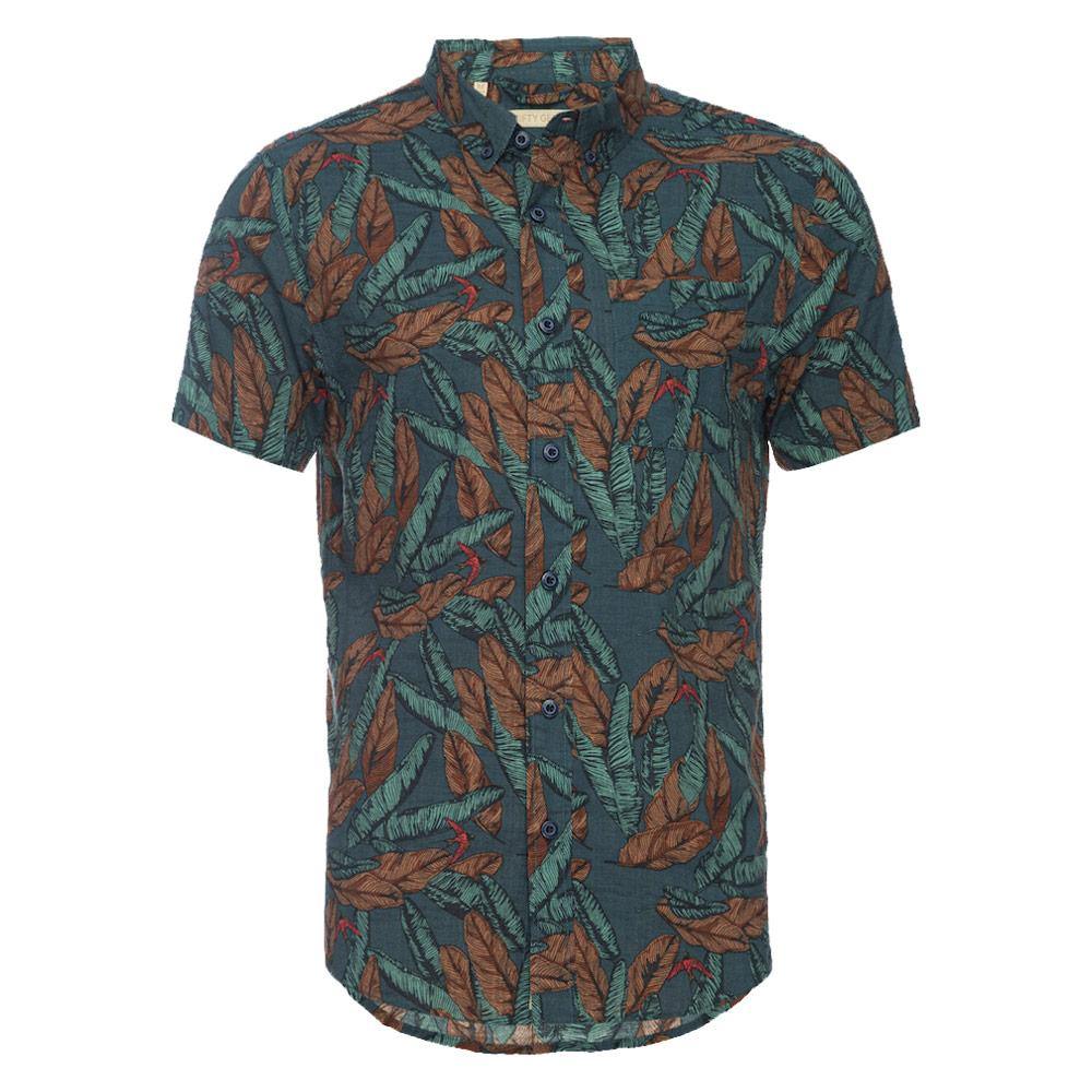 Truman Button Collar Leaf Print