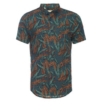 Truman Button Collar Leaf Print