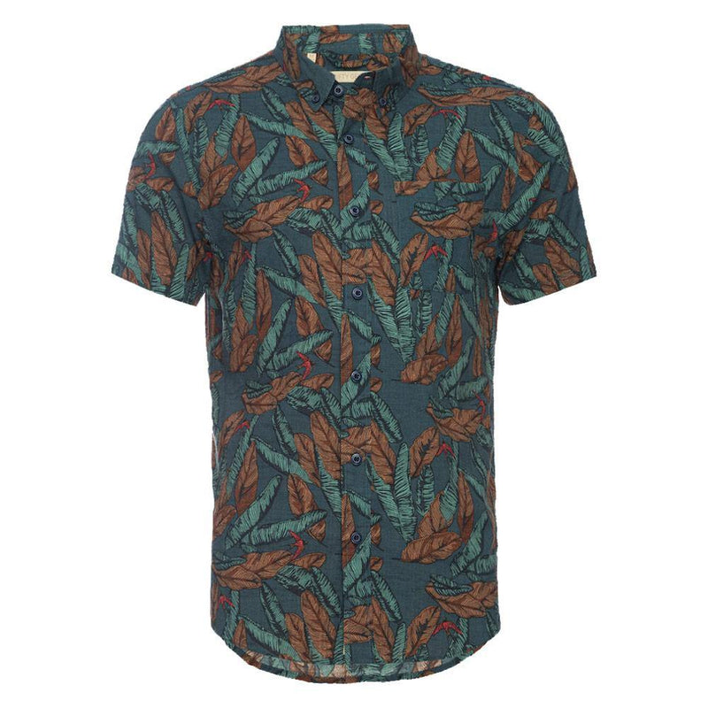 Truman Button Collar Leaf Print