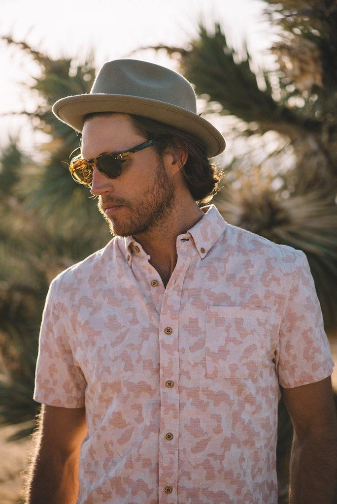 Truman Button Collar in Camo Jacquard