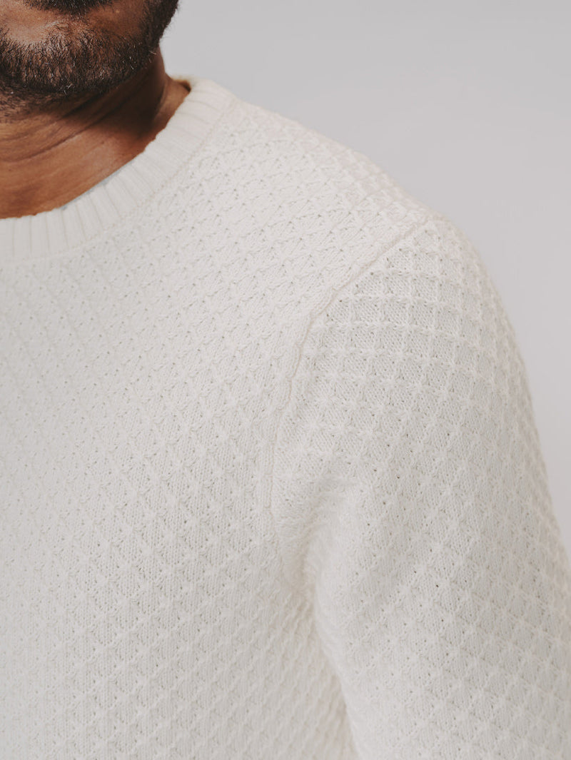 Pique Stitch Crew in Ivory