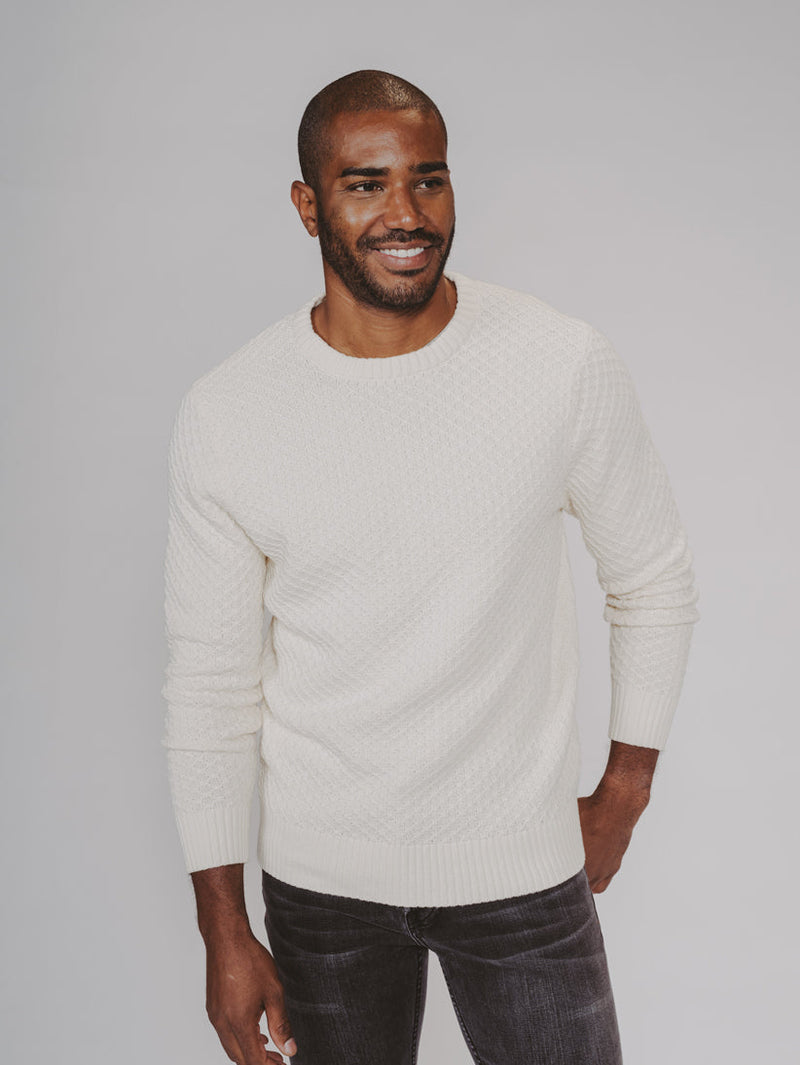 Pique Stitch Crew in Ivory
